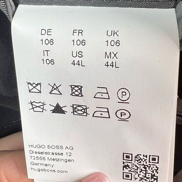 Hugo Boss Virgin Wool Dual Vent Gray Geo Mens Blazer Jacket 44L Woven in Italy - Picture 7 of 13